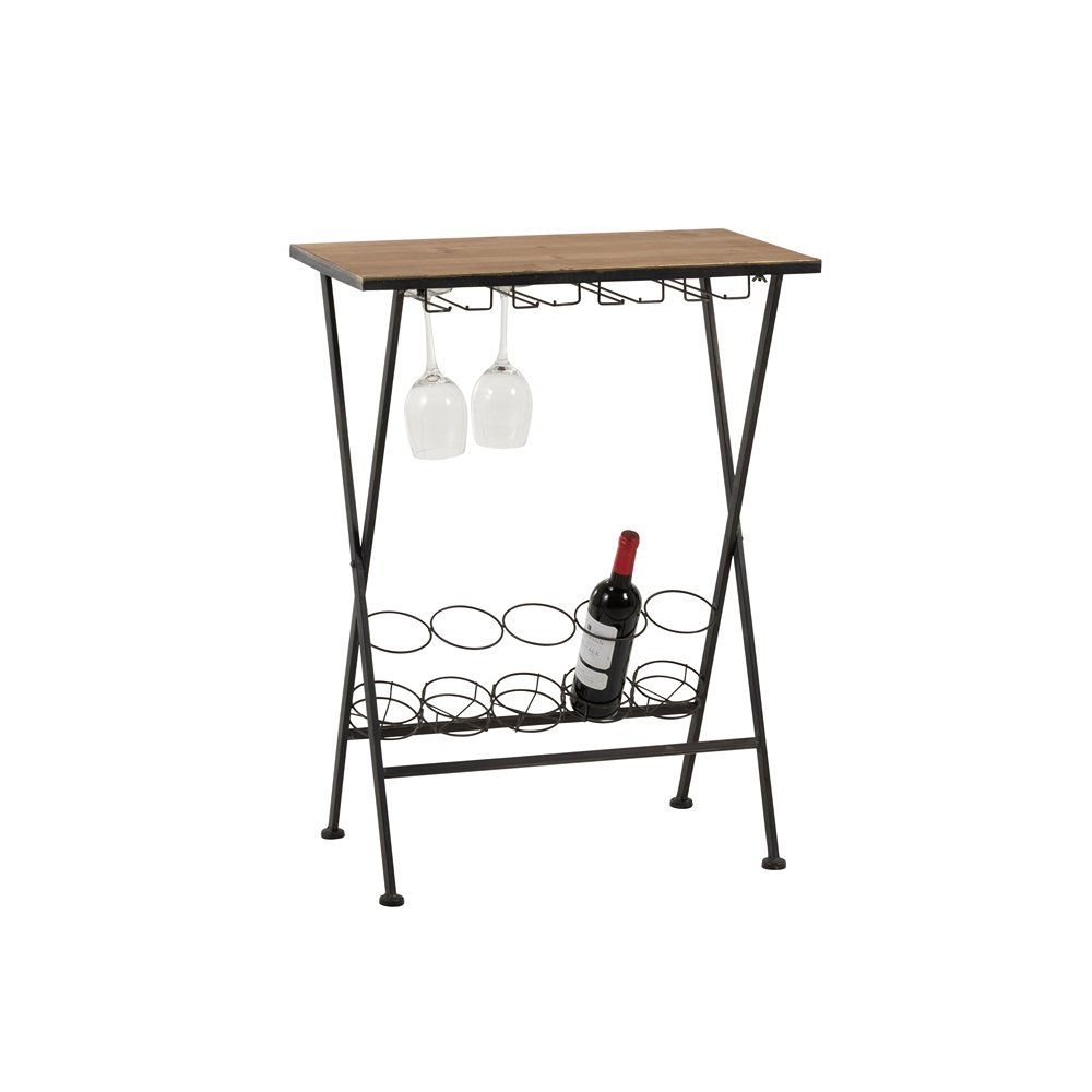Table de bar avec range bouteilles et verres USTI Métal / Bois naturel